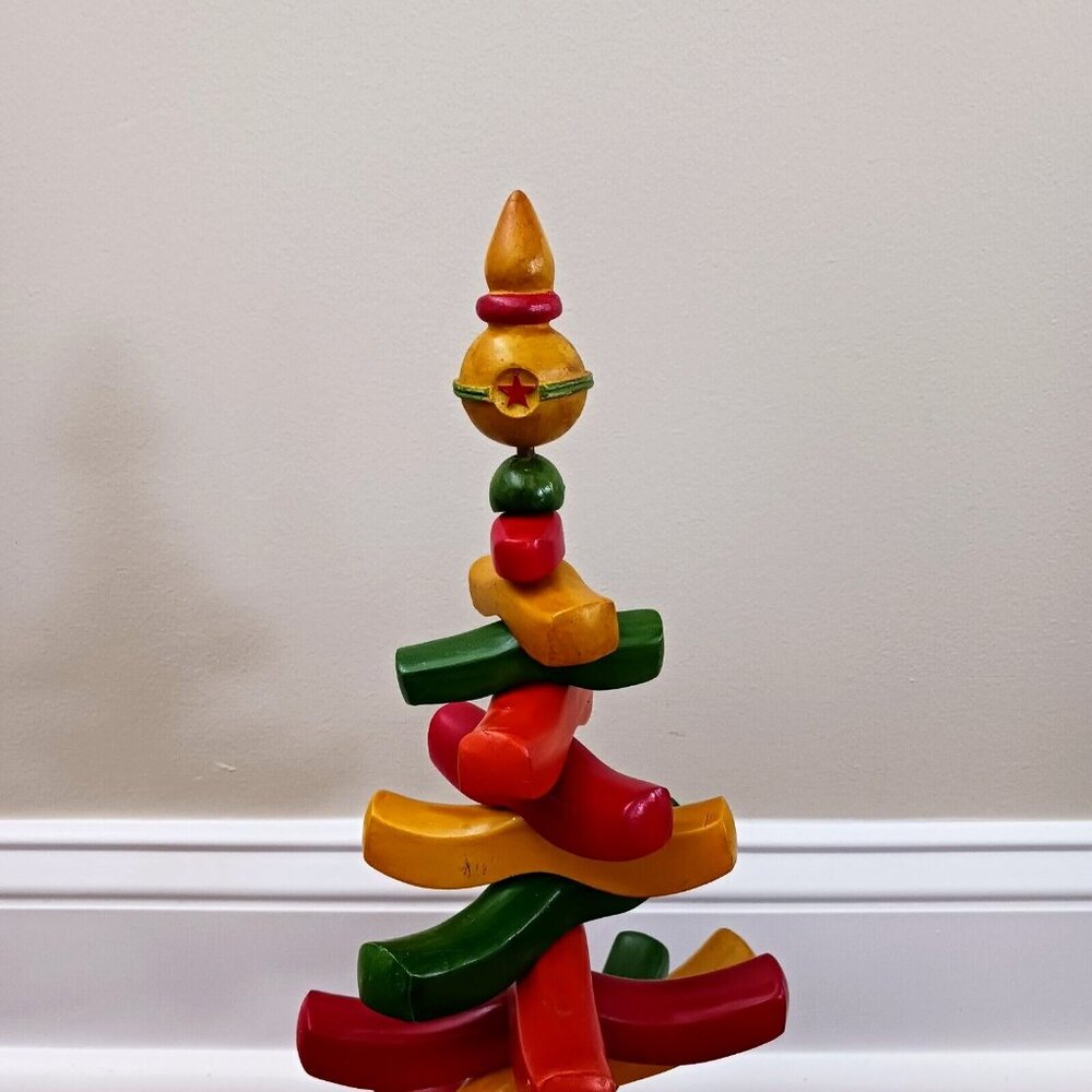 Department 56 Retrolite‎ Treasures Wooden Christmas Tree Colorful 16.5" Tall - Picture 2 of 5